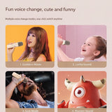 Boxă karaoke Flippy K12-2 în utilizare, microfon wireless și LED RGB activ, perspectivă laterală