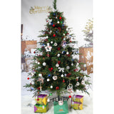 Brad Artificial de Craciun Bogat, Decorat cu Conuri Pin Rosii, pentru Interior/Exterior, Inaltime 120 cm, Vivimall, Verde, suport metalic inclus - vivimall.ro