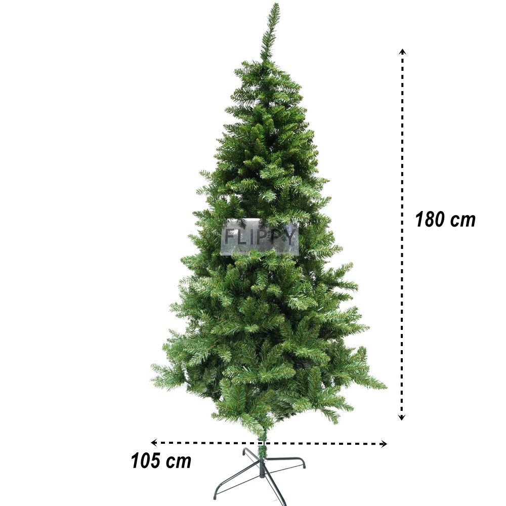 Brad Artificial De Craciun, Clasic, Pentru Interior/Exterior, Inaltime 180 Cm, Diametru 105 Cm, 649 Ramuri, Suport Metalic Inclus