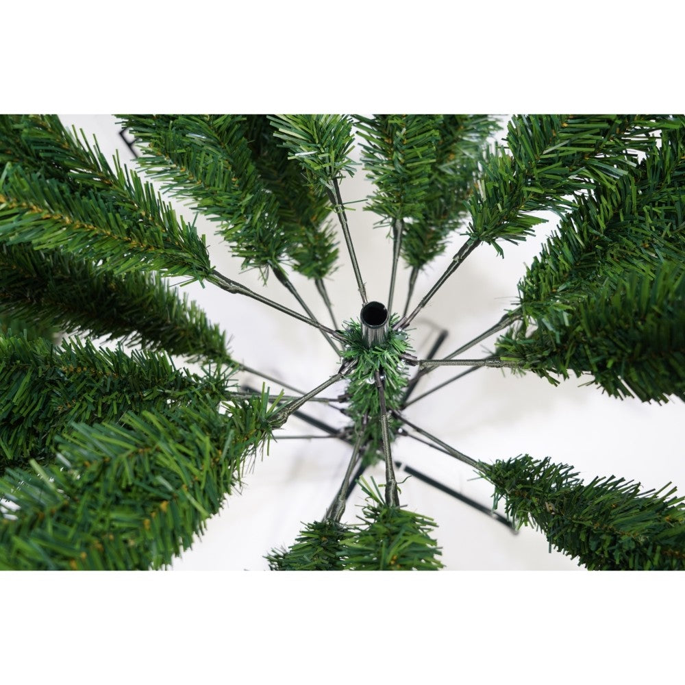 Brad artificial de Craciun, clasic, pentru interior/exterior, inaltime 210 cm, diametru 125 cm, 957 ramuri, Vivimall, verde, suport metalic inclus - vivimall.ro