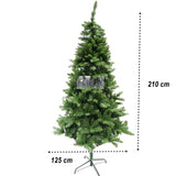 Műfenyő, Klasszikus, Beltéri/Kültéri, Magasság 210 Cm, Átmérő 125 Cm, ​​​​957 ág, Fém állvány mellékelve