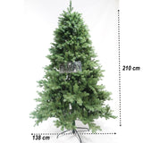 Brad artificial de Craciun, clasic, pentru interior/exterior, inaltime 210 cm, diametru 138 cm, 858 ramuri, Vivimall, verde, suport metalic inclus - vivimall.ro