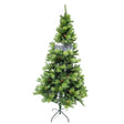 Brad artificial de Crăciun verde, 180 cm, decorat cu conuri de pin și vâsc, vedere frontală completă