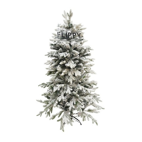 Brad Artificial de Craciun, Vivimall, 1.5 m inaltime, Verde, Pulverizat complet alb-tip zapada, Interior/ Exterior, Ramuri bogate - vivimall.ro