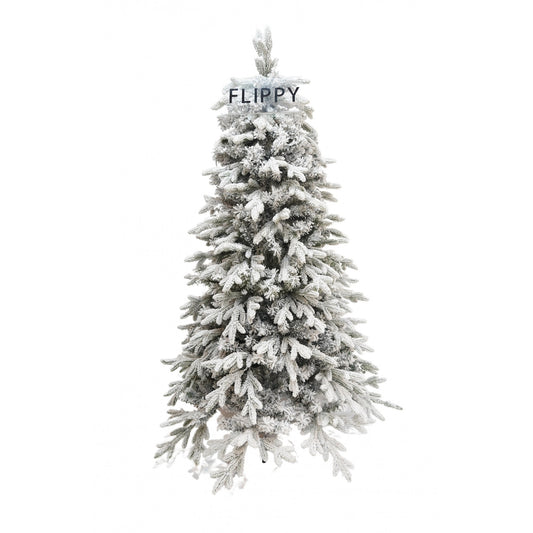 Brad Artificial de Craciun, Vivimall, 1.8 m inaltime, Verde, Pulverizat complet alb-tip zapada, Interior/ Exterior, Bogat 512 ramuri - vivimall.ro