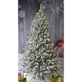 Brad Artificial de Craciun, Vivimall, 2.10 m inaltime, Verde, Pulverizat alb-tip zapada, Diametru inferior 130 cm, Interior/ Exterior - vivimall.ro