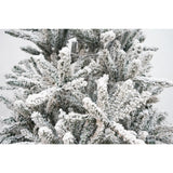 Brad Artificial de Craciun, Vivimall, 2.10 m inaltime, Verde, Pulverizat alb-tip zapada, Diametru inferior 130 cm, Interior/ Exterior - vivimall.ro