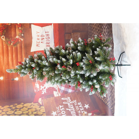 Brad Artificial de Craciun, Vivimall, Sectionat pentru Perete/ Colt, 1.50 m inaltime, Verde, Decorat, Diametru Inferior 83 cm, Interior/ Exterior - vivimall.ro