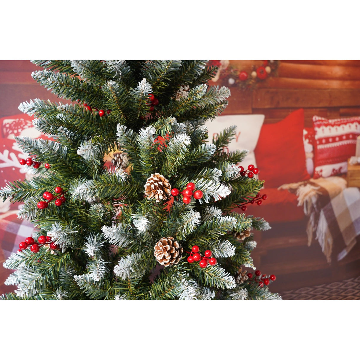 Brad Artificial de Craciun, Vivimall, Sectionat pentru Perete/ Colt, 1.80 m inaltime, Verde, Decorat, Diametru Inferior 95 cm, Interior/ Exterior - vivimall.ro