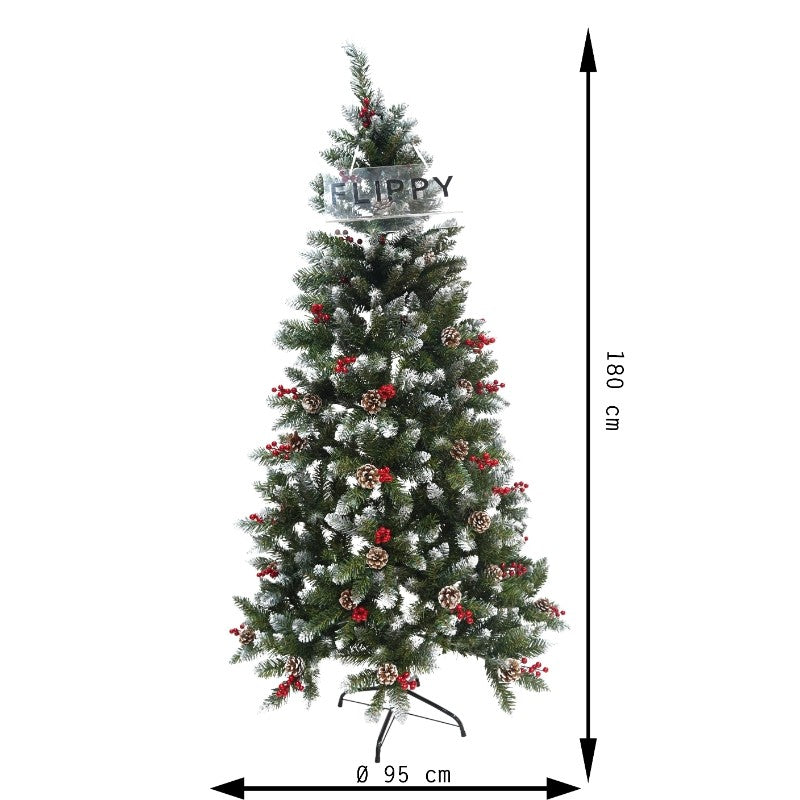 Műfenyő, Falra/Sarokba Asztali, 1,80 M Magas, Díszített, Alsó Átmérő 95 Cm, ​​Beltéri/Kültéri