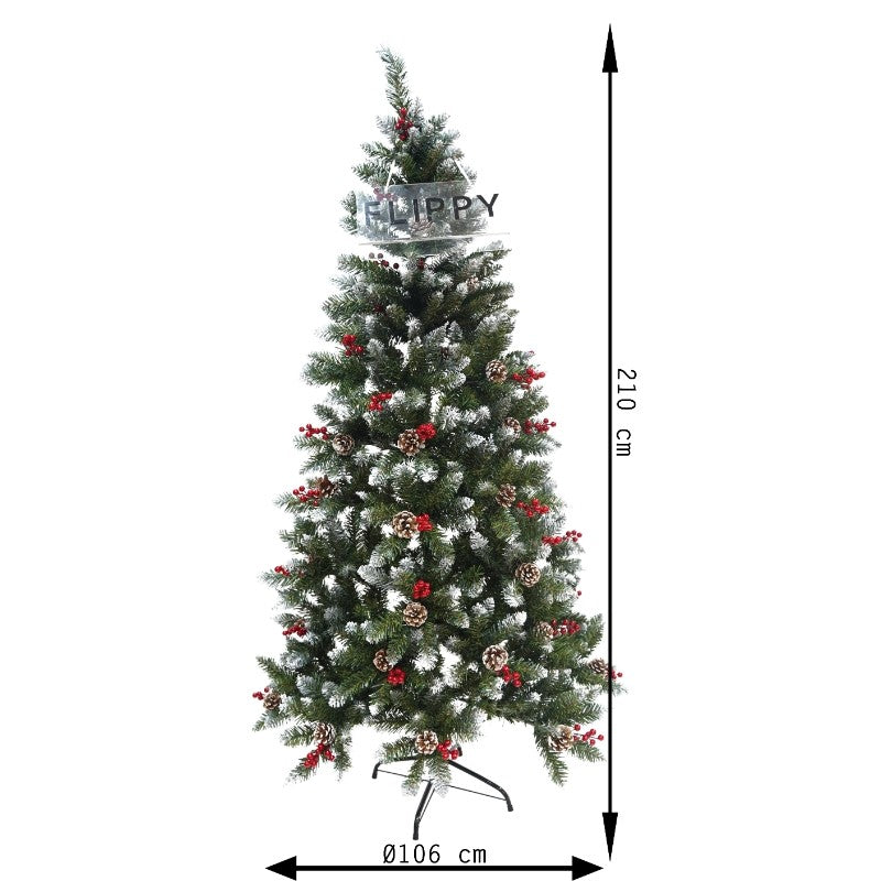 Műfenyő, Szekcionálható, Falra/Sarokba, 2,10 M Magasság, Díszített, Alsó Átmérő 106 Cm, Beltéri/Kültéri