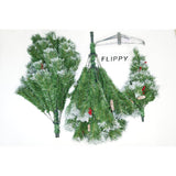 Brad artificial de Craciun nins, decorat cu conuri pin, pentru interior/exterior, inaltime 210 cm, diametru 147 cm, 1150 ramuri, Vivimall, verde, suport metalic inclus - vivimall.ro