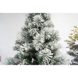 Műfenyő, intenzív hó mintás, fenyőtobozokkal díszítve, beltéri és kültéri használatra, magasság 180 cm, átmérő 120 cm, 502 ág, fehér, fém talppal