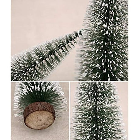 Brad artificial de craciun, ornament pentru masa, pe suport lemn, 20 cm inaltime, Argintiu - vivimall.ro
