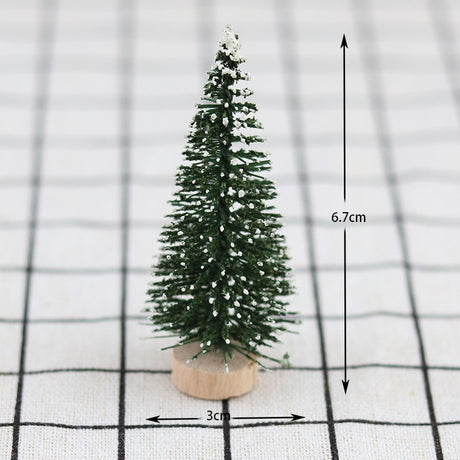 Brad artificial de craciun, ornament pentru masa, pe suport lemn, 20 cm inaltime, Verde inzapezit - vivimall.ro