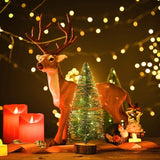 Brad artificial de craciun, ornament pentru masa, pe suport lemn, 15 cm inaltime, Verde inzapezit - vivimall.ro