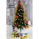 Brad artificial de Craciun tip pin, clasic, pentru interior/exterior, inaltime 150 cm, Vivimall, verde, suport metalic inclus - vivimall.ro