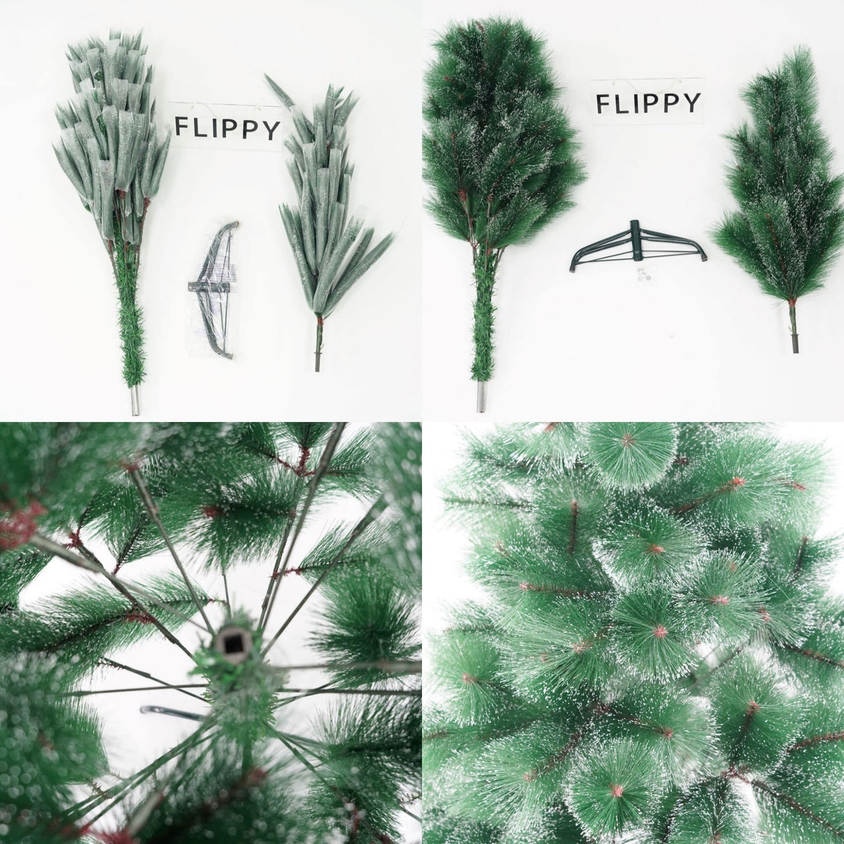 Brad artificial de Craciun tip pin inzapezit, inaltime 150 cm, diametru 85 cm, 160 ramuri cu ace 3D 12 cm, Vivimall, verde cu varfuri ninse, suport metalic inclus - vivimall.ro