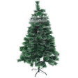 Brad artificial de Craciun tip pin inzapezit, inaltime 210 cm, diametru 115 cm, 350 ramuri cu ace 3D 12 cm, Vivimall, verde cu varfuri ninse, suport metalic inclus - vivimall.ro