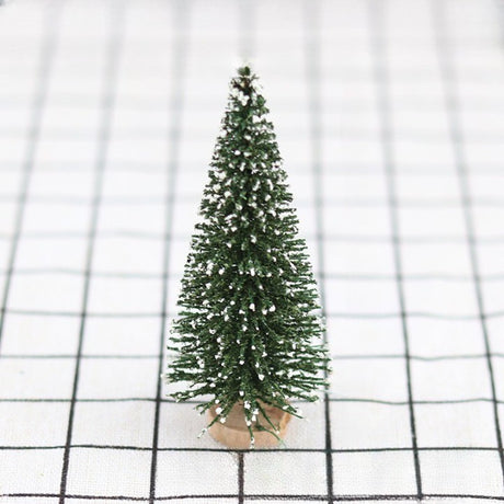 Brad artificial de craciun, tip pin inzapezit, ornament pentru masa, pe suport lemn, 35 cm inaltime - vivimall.ro