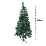 Műfenyő, hófehér, beltéri/kültéri használatra, 210 cm magas, fém állvánnyal