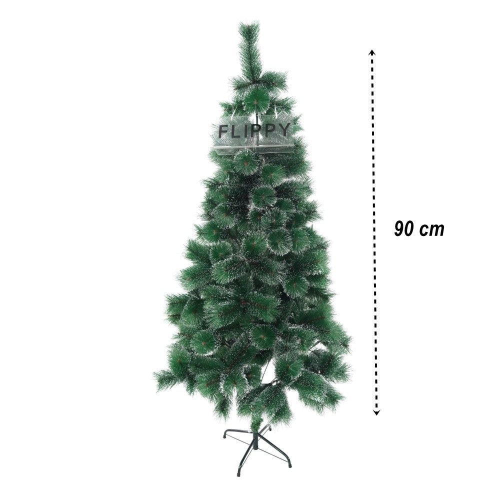 Műfenyő, hófehér, beltéri/kültéri, 90 cm magas, műanyag talppal