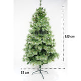 Műfenyő karácsonyfa, fenyő típus, beltéri/kültéri használatra, magasság 150 cm, átmérő 92 cm, 400 ág, fém állvány mellékelve
