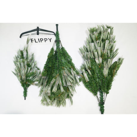 Brad artificial de Craciun tip pin, Bogat Premium, inaltime 240 cm, 1420 ramuri, Vivimall, verde, suport metalic inclus - vivimall.ro