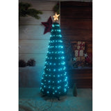 Kiugró Műfenyő Beépített Szereléssel, RGB Világításokkal, Tartóval, Megvilágított Csillaggal, 304 Led, 180 Cm, PVC Anyag