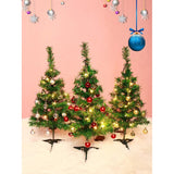 Brad Artificial Impodobit, 60 cm, suport plastic, cu instalatie luminoasa 20 LED alb cald + 20 globuri aurii incluse, Vivimall - vivimall.ro