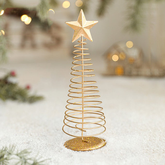 Brad de Craciun Ornament, Flippy, Decoratiune Brad micut din Metal, inaltime 19.5 x 6.5 x6.5 cm, Ornament de Craciun, Auriu - vivimall.ro