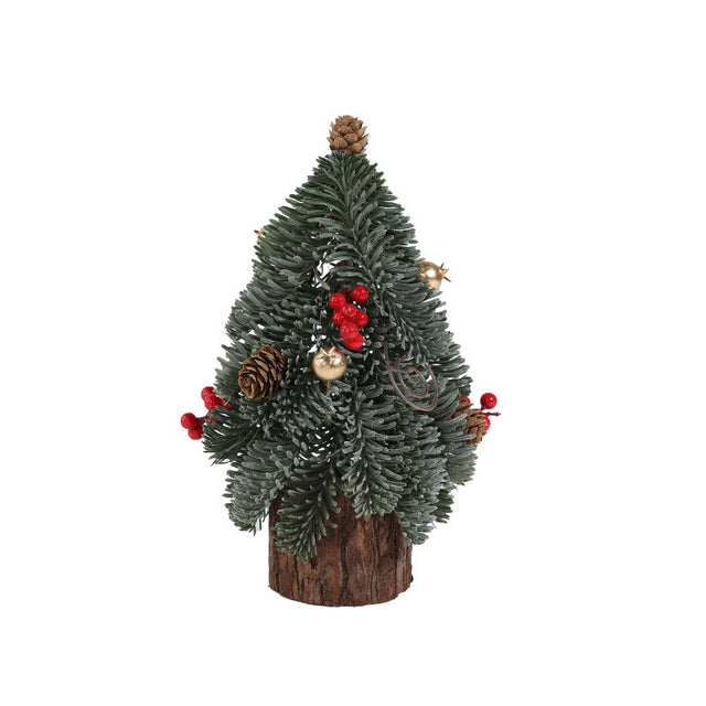 Decoratiune Craciun pentru Masa, Vivimall, Ornament de Decor Model Brad de Craciun de Dimensiuni Mici, pentru Birou si Interior, din Plastic 26 x 12 x 12 cm, Verde - vivimall.ro
