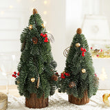 Decoratiune Craciun pentru Masa, Vivimall, Ornament de Decor Model Brad de Craciun de Dimensiuni Mici, pentru Birou si Interior, din Plastic 30 x 15 x 15 cm, Verde - vivimall.ro