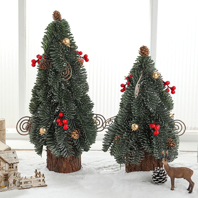 Decoratiune Craciun pentru Masa, Vivimall, Ornament de Decor Model Brad de Craciun de Dimensiuni Mici, pentru Birou si Interior, din Plastic 30 x 15 x 15 cm, Verde - vivimall.ro