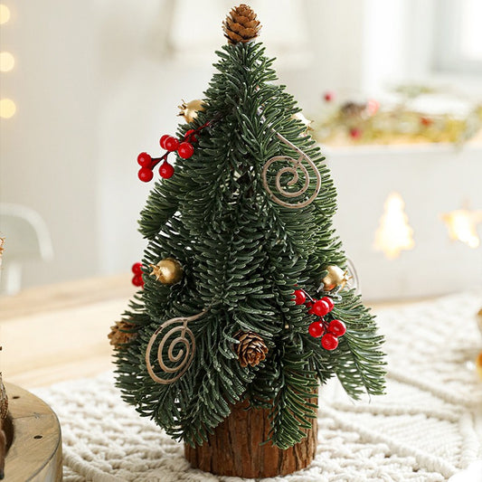 Decoratiune Craciun pentru Masa, Vivimall, Ornament de Decor Model Brad de Craciun de Dimensiuni Mici, pentru Birou si Interior, din Plastic 30 x 15 x 15 cm, Verde - vivimall.ro