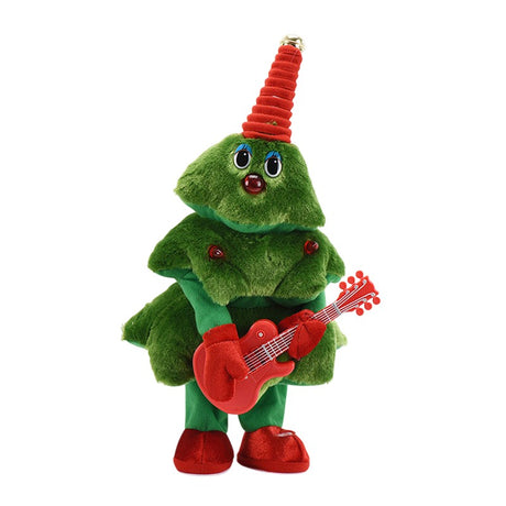Bradut Dansator si Cantaret, Vivimall, Decoratiune de Craciun, Jucarie Interactiva, cu Chitara, cu Lumini, 25 cm Inaltime, Verde - vivimall.ro
