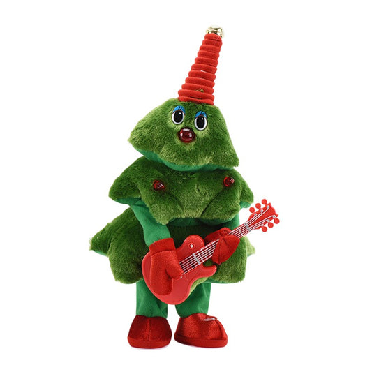 Bradut Dansator si Cantaret, Vivimall, Decoratiune de Craciun, Jucarie Interactiva, cu Chitara, cu Lumini, 25 cm Inaltime, Verde - vivimall.ro
