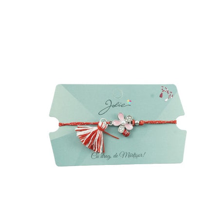 Bratara Jolie Ciucure Floare Roz cu Perla - vivimall.ro