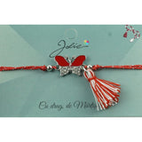 Bratara Jolie cu Ciucure Fluture Alb-Rosu - vivimall.ro