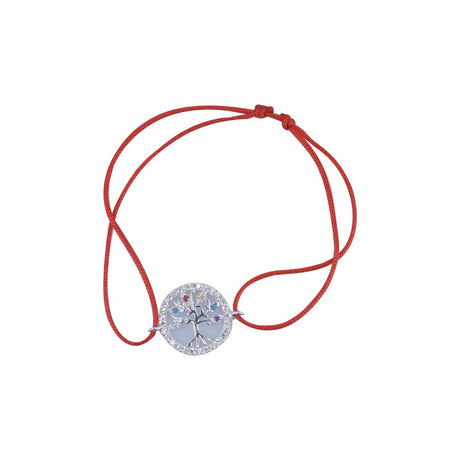 Bratara cu Nod Dublu din Argint 925, Copac in Cerc cu Zirconii - vivimall.ro