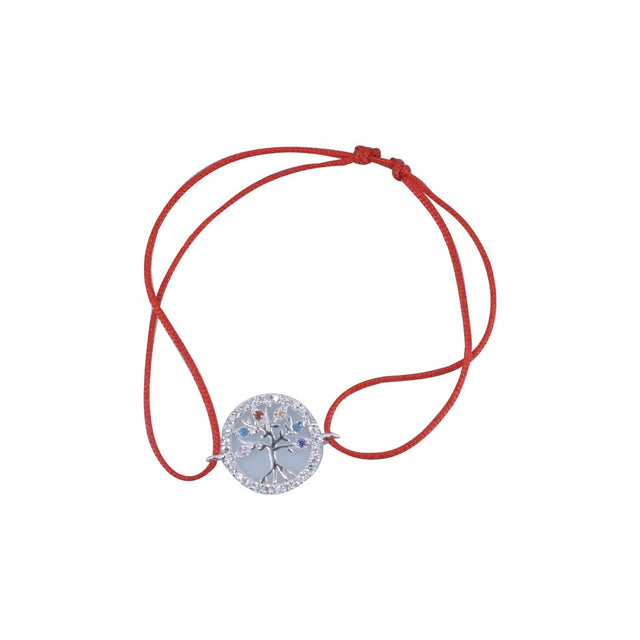 Bratara cu Nod Dublu din Argint 925, Copac in Cerc cu Zirconii - vivimall.ro