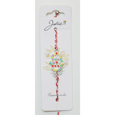 Bratara cu Snur Alb- Rosu Hamza - vivimall.ro