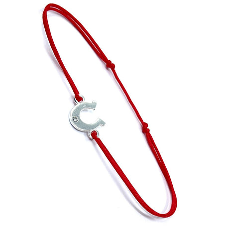 Bratara cu Snur Rosu, Argint 925, Potcoava, Jolie Silver, 0.6 g, 10x15 mm - vivimall.ro