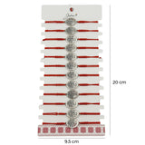 Bratara Martisor pentru Dama, Jolie, Model Copac Rotund, Set 12 bucati, Pandativ Argintiu din Inox cu Snur Rosu Ajustabil - vivimall.ro