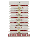 Brățară mărțișor damă Jolie model Luna Contur, set 12 bucăți, pandantiv inox auriu, șnur roșu, vedere frontală