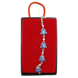 Detaliu decor floare albastră cu email fin și zirconi pe brățară Jolie Argint 925, 3 mm lățime