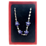 Bratara pentru Copii, Jolie, Argint 925, Model Floare, cu Email si Zirconiu, 22 cm/4.4g Argintiu/Bluemarin - vivimall.ro