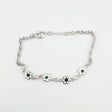 Bratara pentru Copii, Jolie, Argint 925, Model Floare cu Piatra, cu Email si Zirconiu, 22 cm/4.4g Argintiu/Verde - vivimall.ro