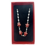 Bratara pentru Copii, Jolie, Argint 925, Model Floare, cu Email si Zirconiu, 22 cm/4.4g Argintiu/Rosu - vivimall.ro