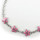 Bratara pentru Copii, Jolie, Argint 925, Model Floare, cu Email si Zirconiu, 22 cm/4.4g Argintiu/Roz - vivimall.ro